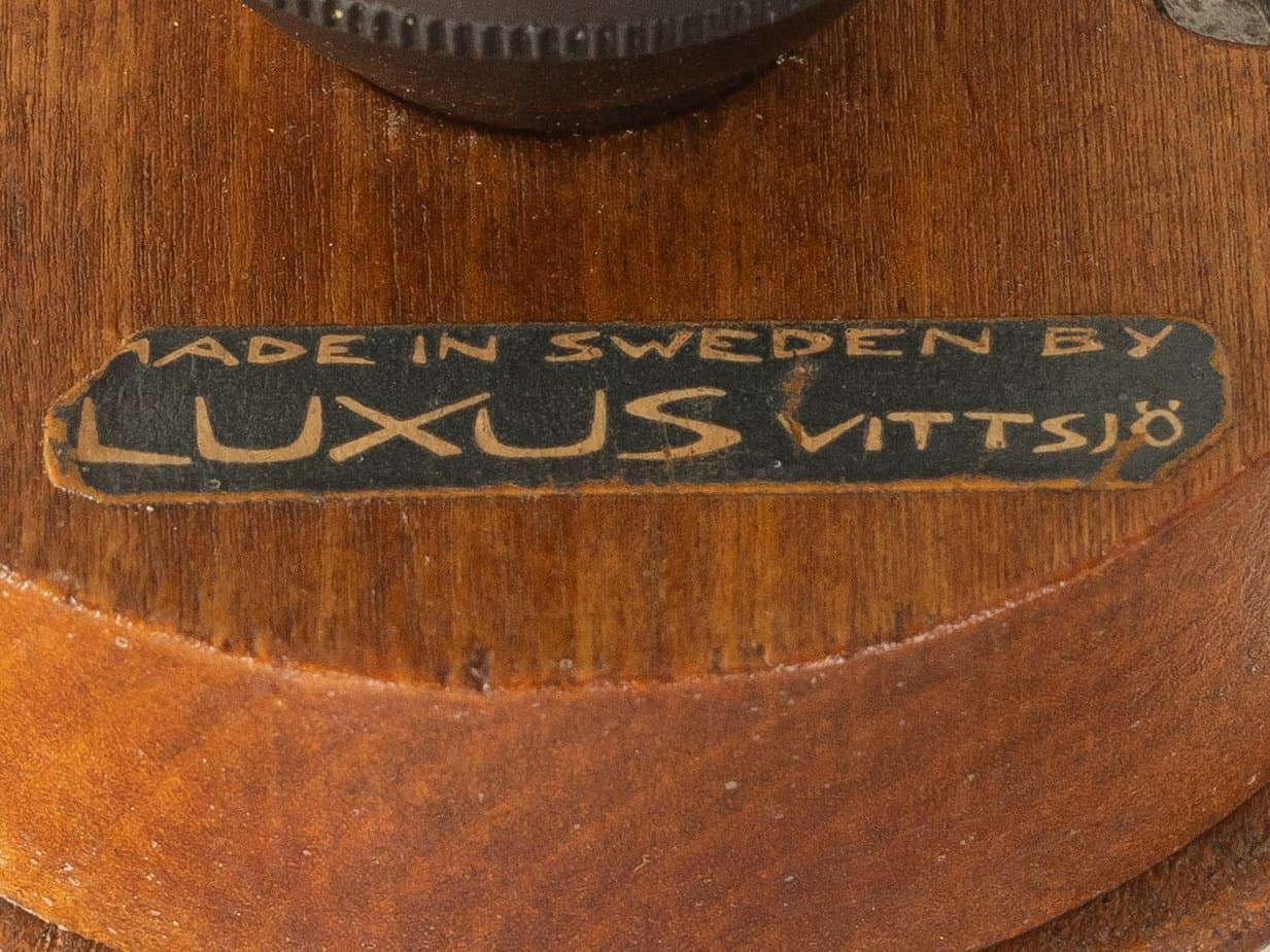 Kinkiet, szkło matowe białe, teak brązowy, proj. U. & Ö. Kristiansson, Luxus, Szwecja, lata 60. - 283240