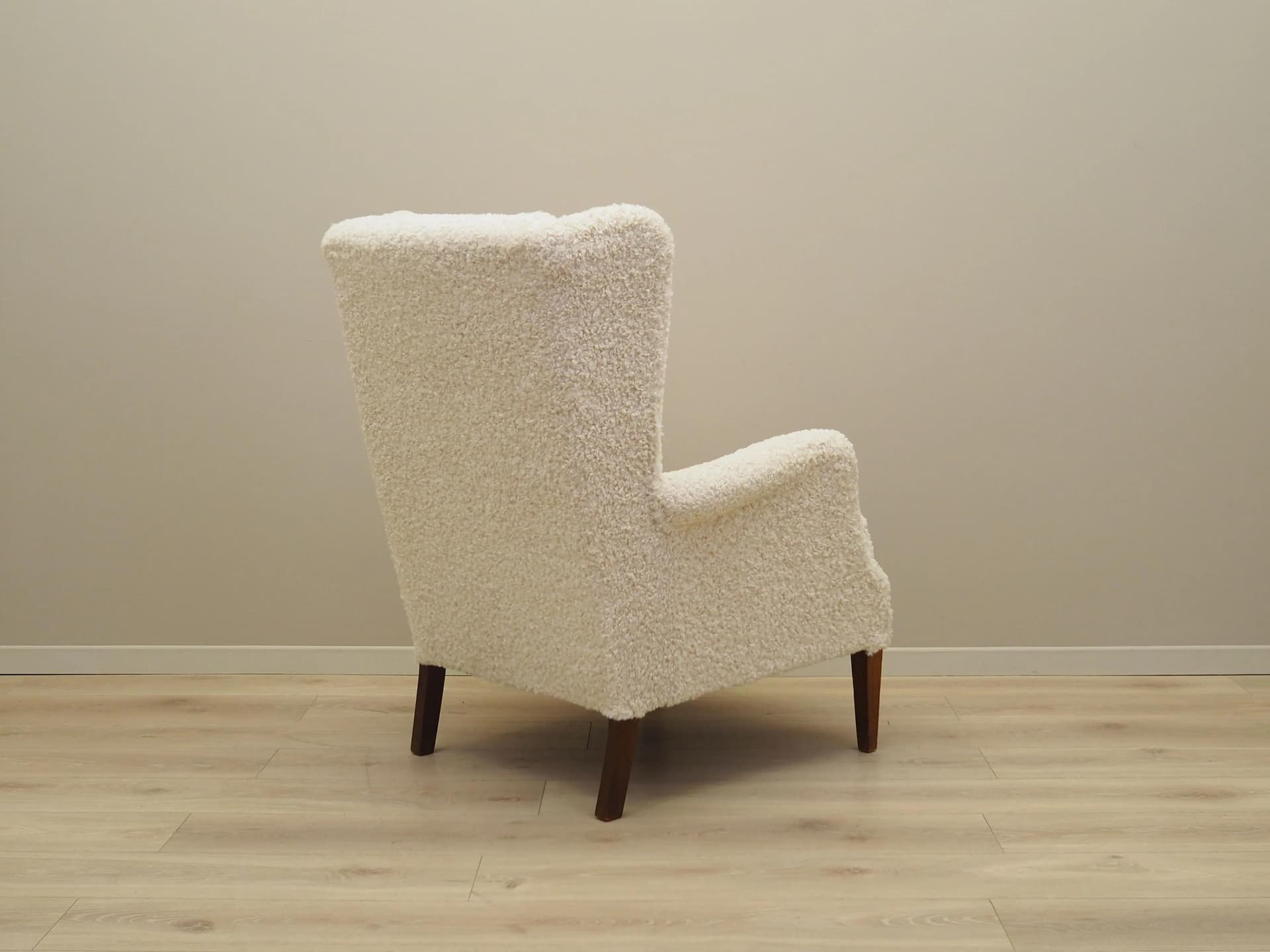 Lounge armchair, ivory white, beech, Denmark, 1960s. - 20860