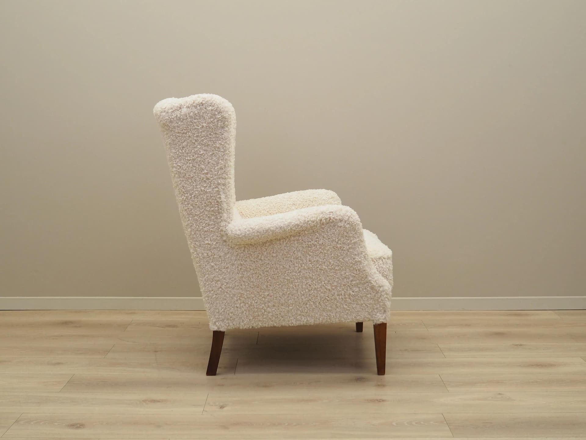 Lounge armchair, ivory white, beech, Denmark, 1960s. - 20864