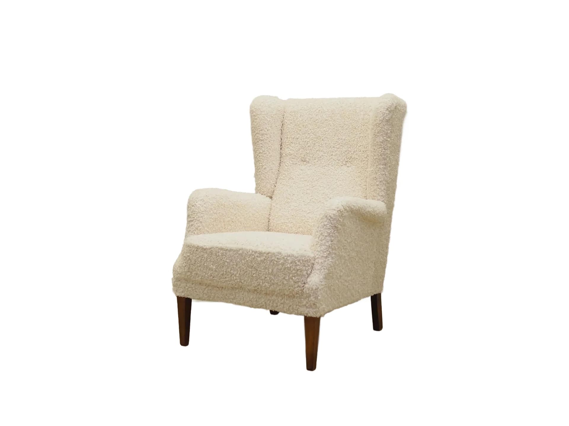 Lounge armchair, ivory white, beech, Denmark, 1960s.