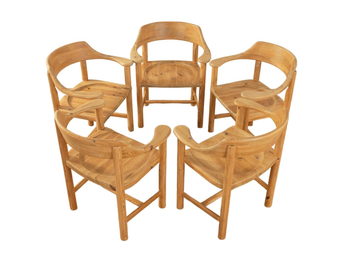 Zestaw pięciu krzeseł jadalnianych, brązowy, proj. R. Daumiller, Dania, lata 70.