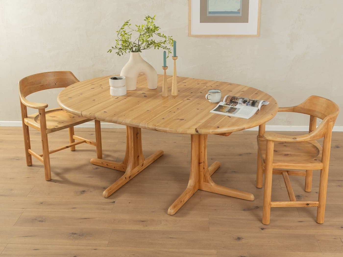 Stół jadalniany rozkładany, beżowy, sosna, Dania, lata 70. - 283181