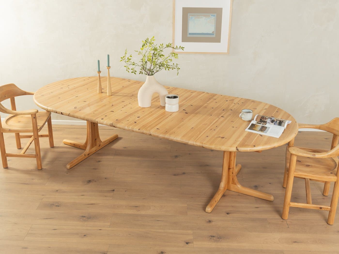 Stół jadalniany rozkładany, beżowy, sosna, Dania, lata 70. - 283182