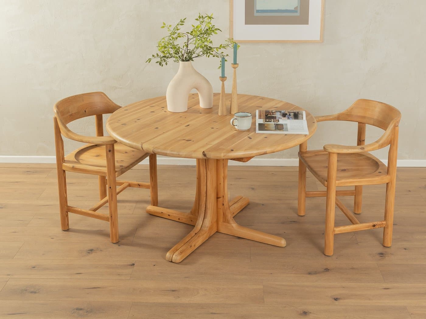 Stół jadalniany rozkładany, beżowy, sosna, Dania, lata 70. - 283178