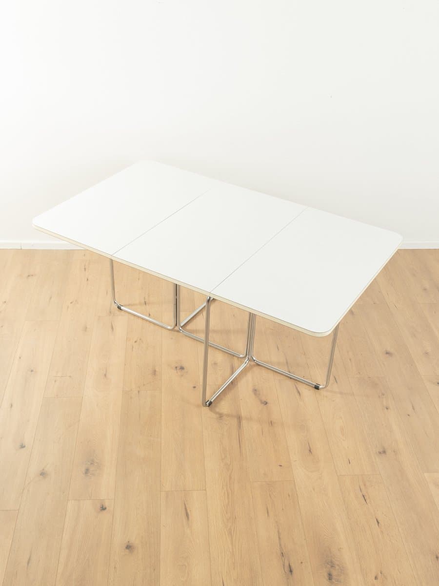 Folding table, white laminate, chromed steel, by C. Taube, Germany, 1970s. - 283172
