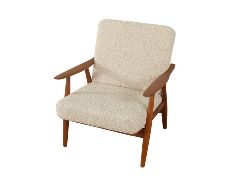 Fotel GE 270, teak beżowy, proj. H. J. Wegner, Getama, Dania, lata 50.