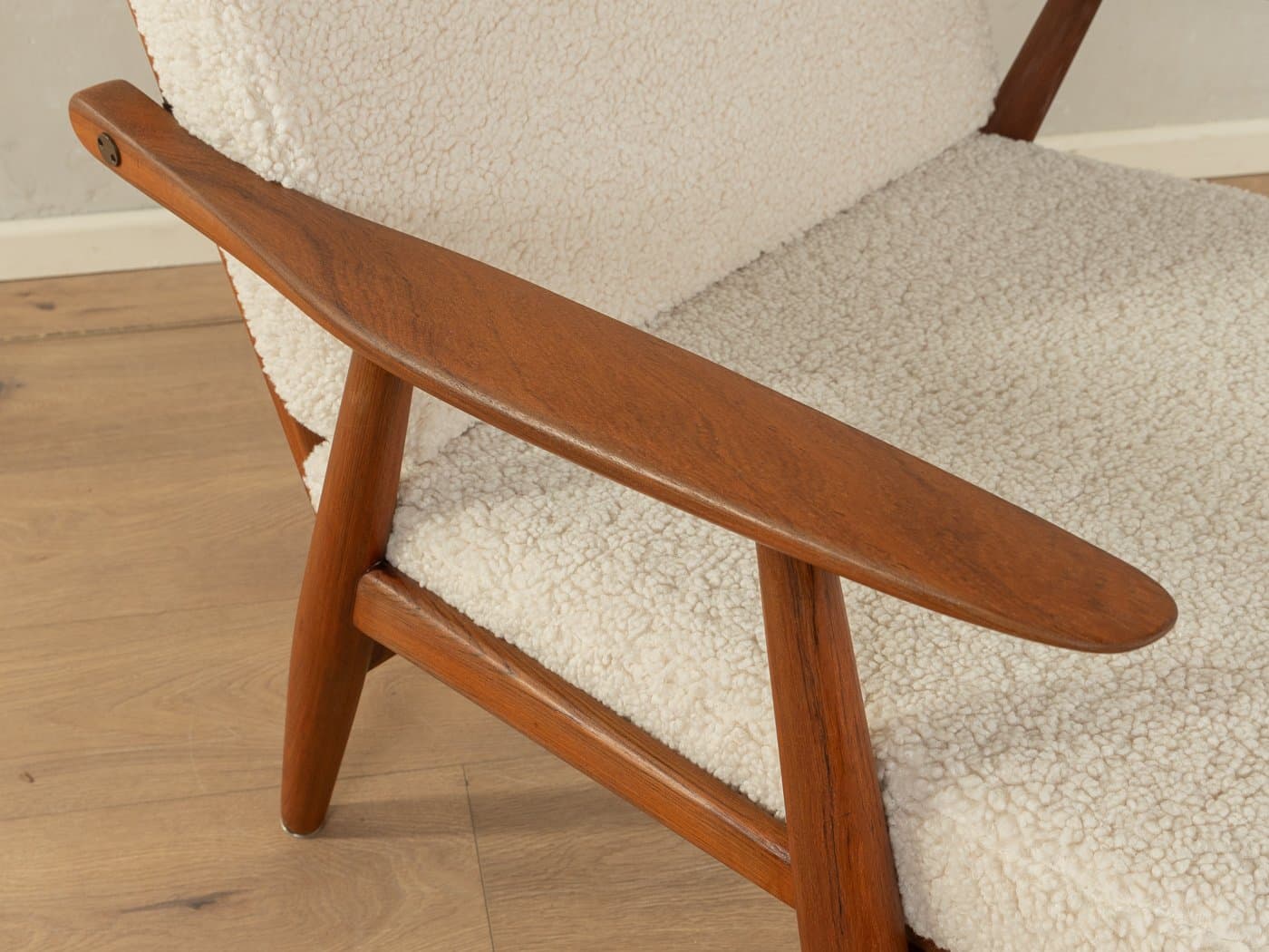 Fotel GE 270, teak beżowy, proj. H. J. Wegner, Getama, Dania, lata 50. - 283165