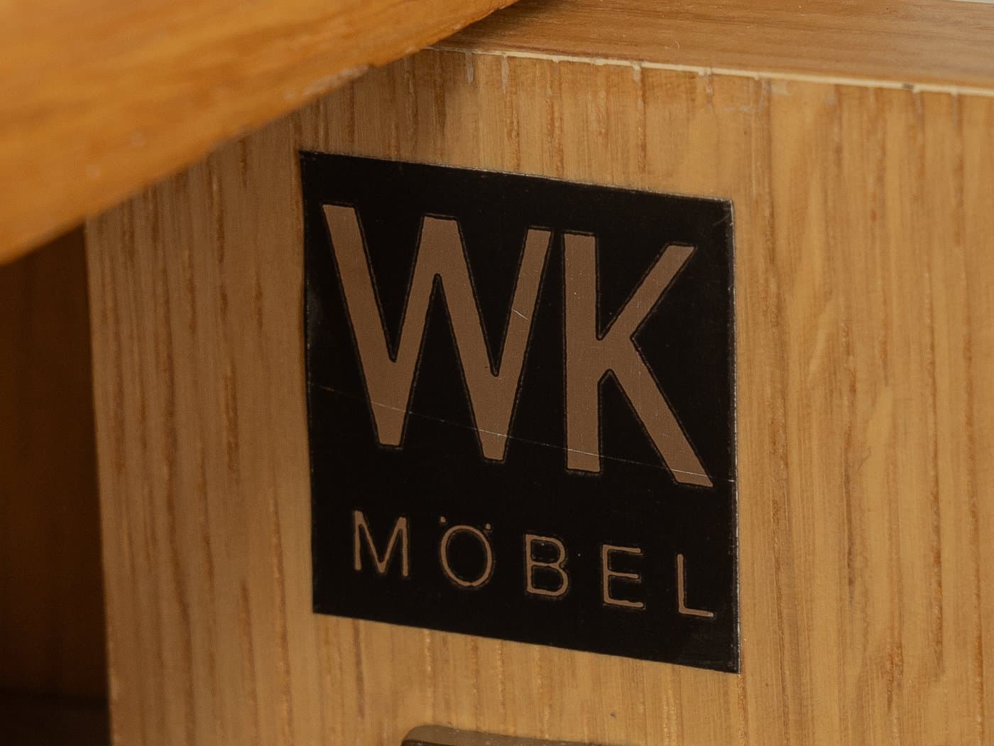 Komoda, beżowy dąb, formika kremowobiała, stal biała, Niemcy, lata 60. - 283107