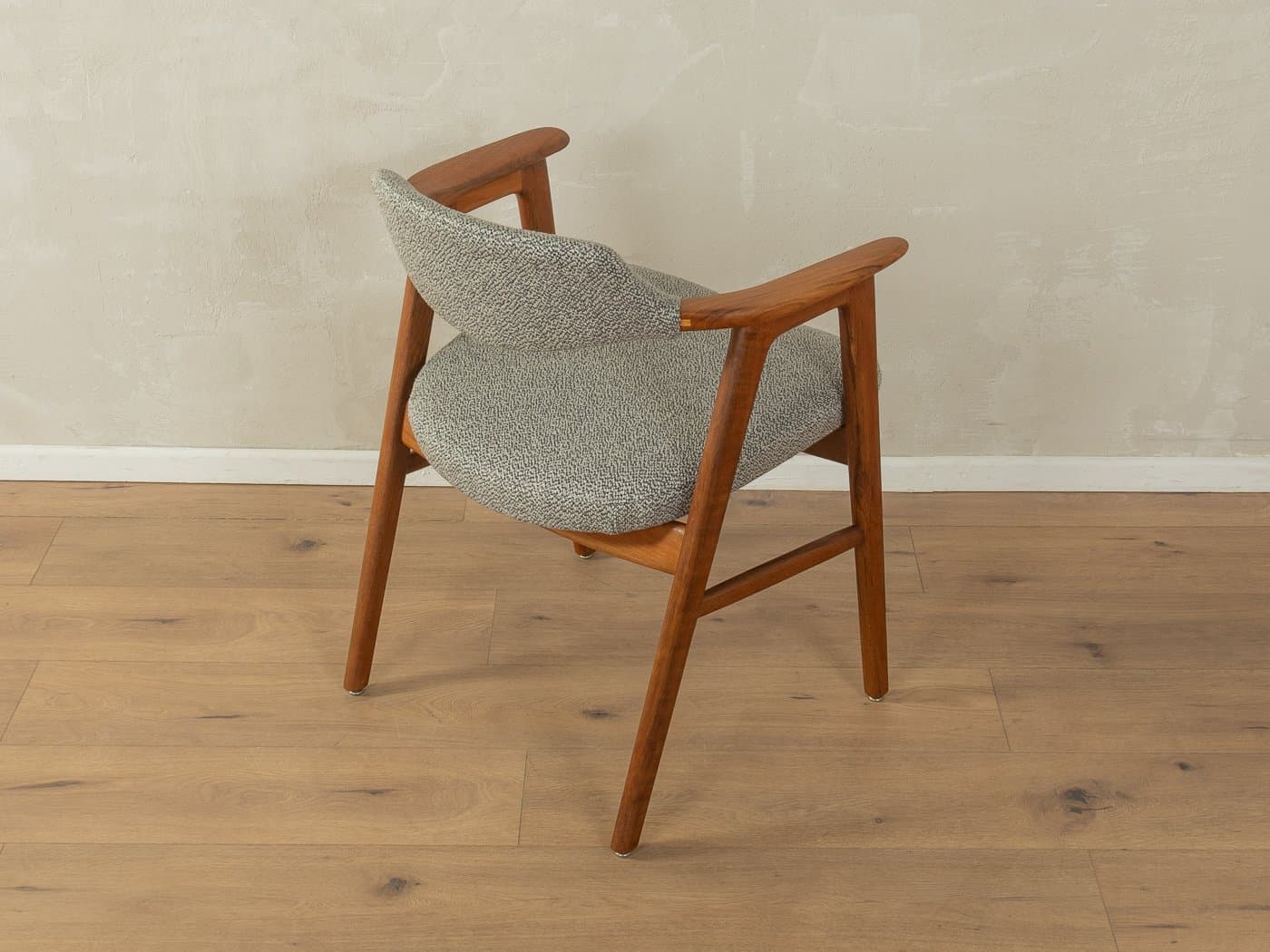 Fotel Model 42, teak brązowy, tkanina szara, proj. E. Kirkegaard, Dania, lata 50. - 283063