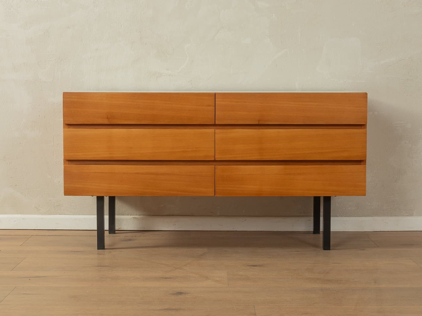 Komoda, jesion brązowy, stal czarna, Musterring, Niemcy, lata 60. - 283059