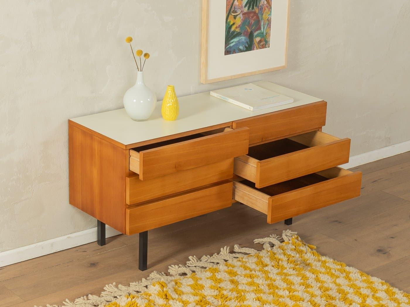 Komoda, jesion brązowy, stal czarna, Musterring, Niemcy, lata 60. - 283054