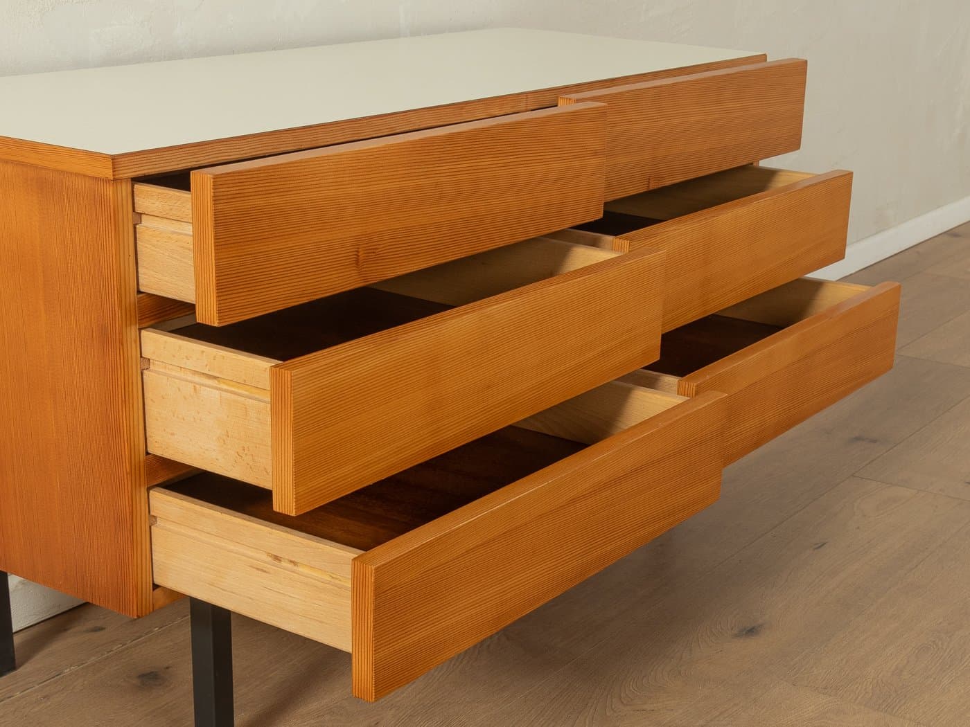 Komoda, jesion brązowy, stal czarna, Musterring, Niemcy, lata 60. - 283056