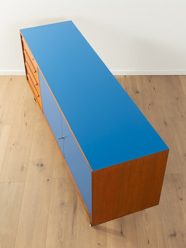 Kredens, teak niebieski, WK Möbel, Niemcy, lata 60. - 283006