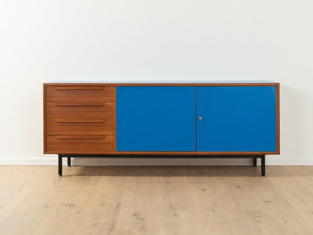Kredens, teak niebieski, WK Möbel, Niemcy, lata 60. - 283011