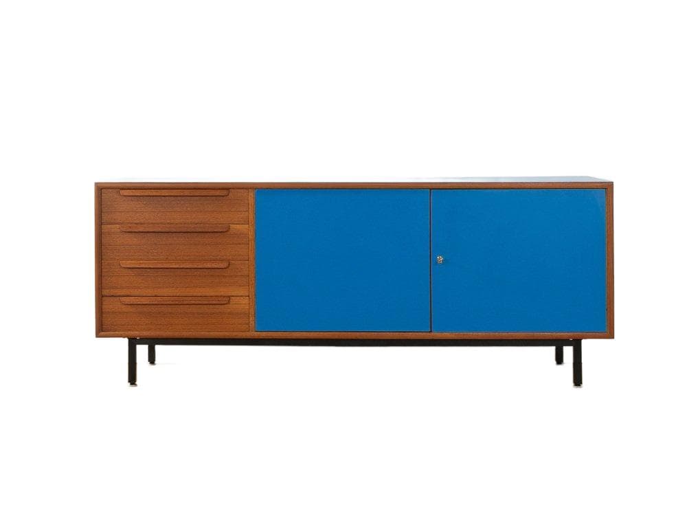 Kredens, teak niebieski, WK Möbel, Niemcy, lata 60.