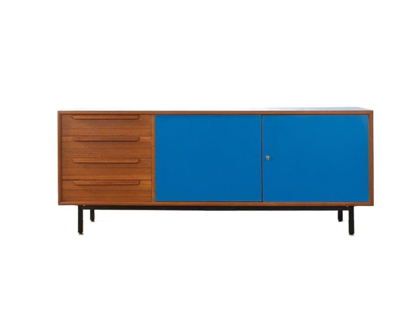Kredens, teak niebieski, WK Möbel, Niemcy, lata 60.