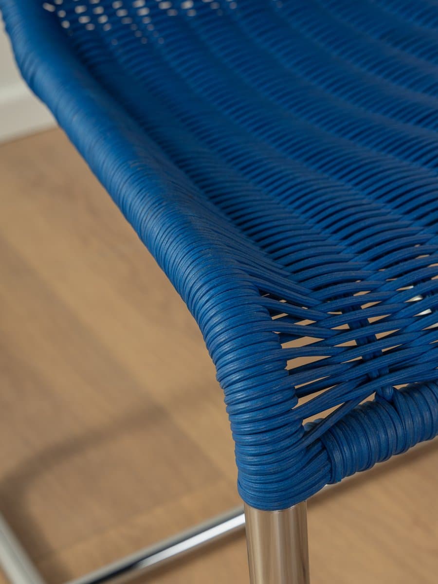 Zestaw czterech krzeseł D25, niebieski, chrom, proj. M. Breuer, Tecta, Niemcy, lata 50. - 283442