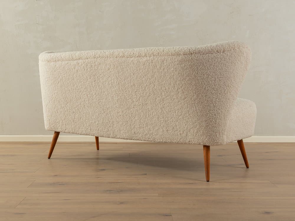 Sofa koktajlowa, beżowa, bawełna bouclé, Niemcy, lata 50. - 283774