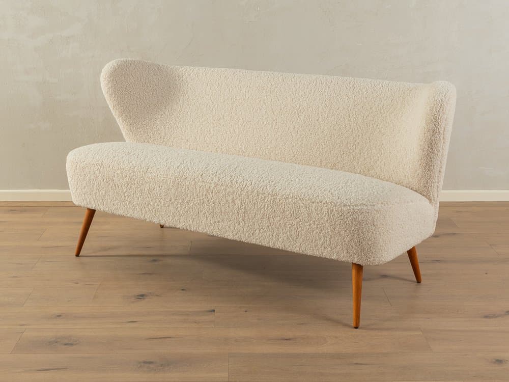Sofa koktajlowa, beżowa, bawełna bouclé, Niemcy, lata 50. - 283775
