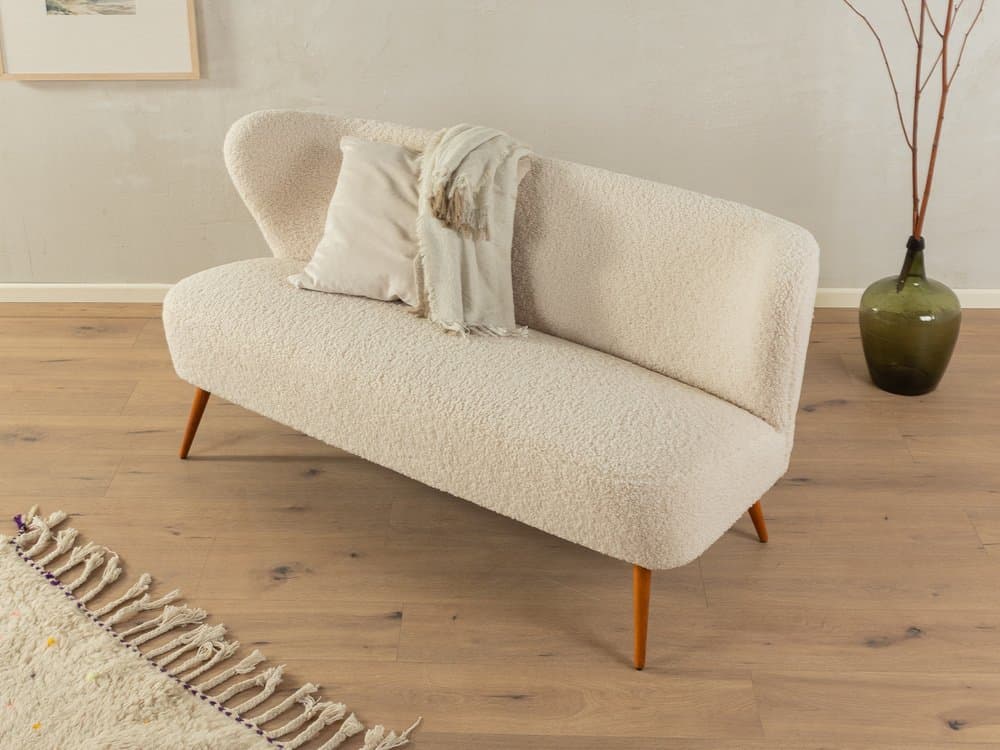 Sofa koktajlowa, beżowa, bawełna bouclé, Niemcy, lata 50. - 283773