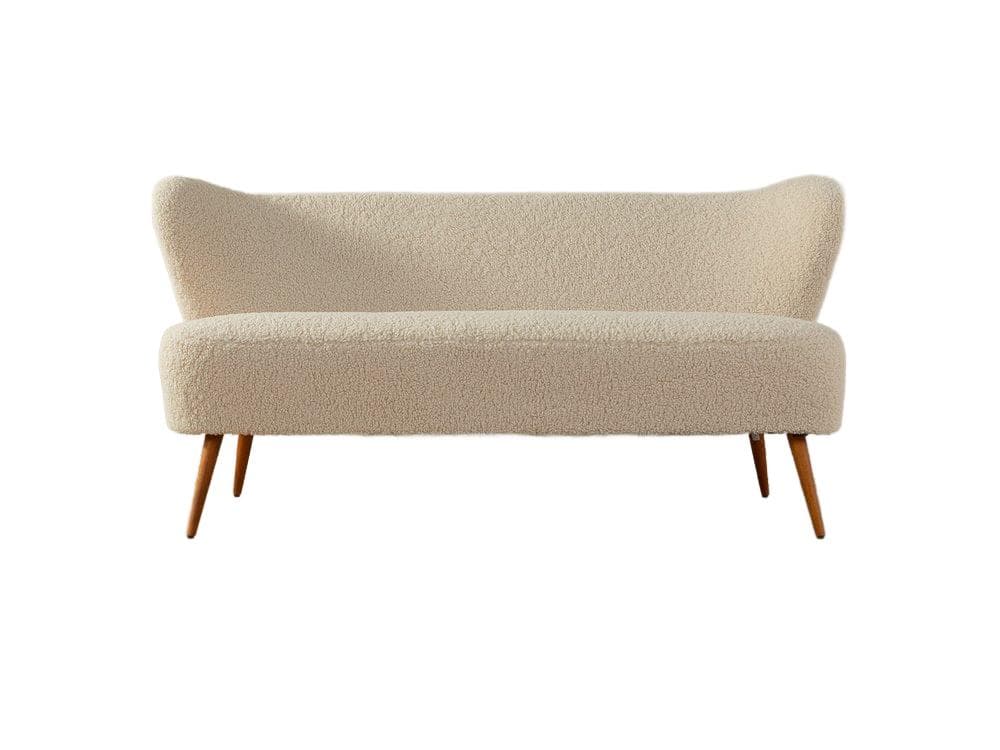 Sofa koktajlowa, beżowa, bawełna bouclé, Niemcy, lata 50.