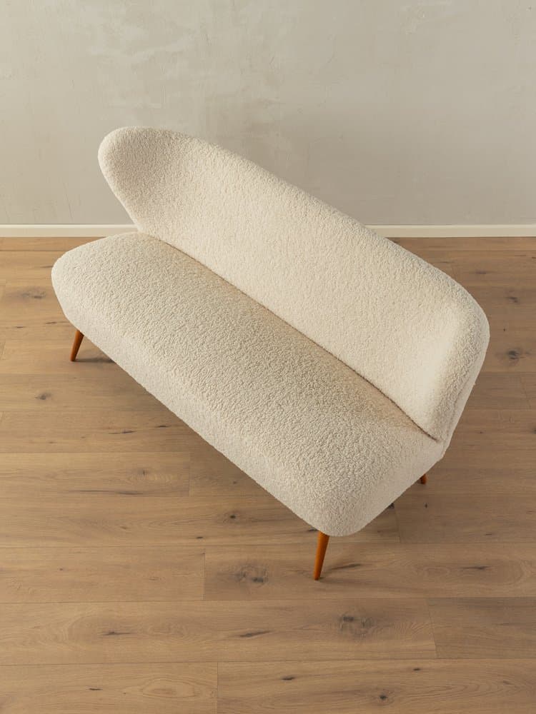 Sofa koktajlowa, beżowa, bawełna bouclé, Niemcy, lata 50. - 283776