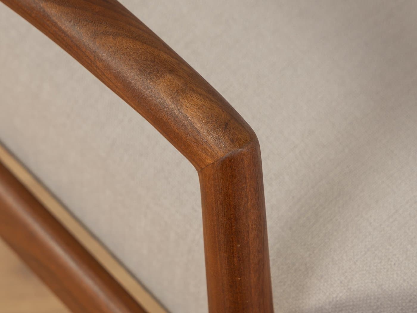 Fotel, brązowy, buk, proj. H. Lohmeyer, Niemcy, lata 60. - 283769