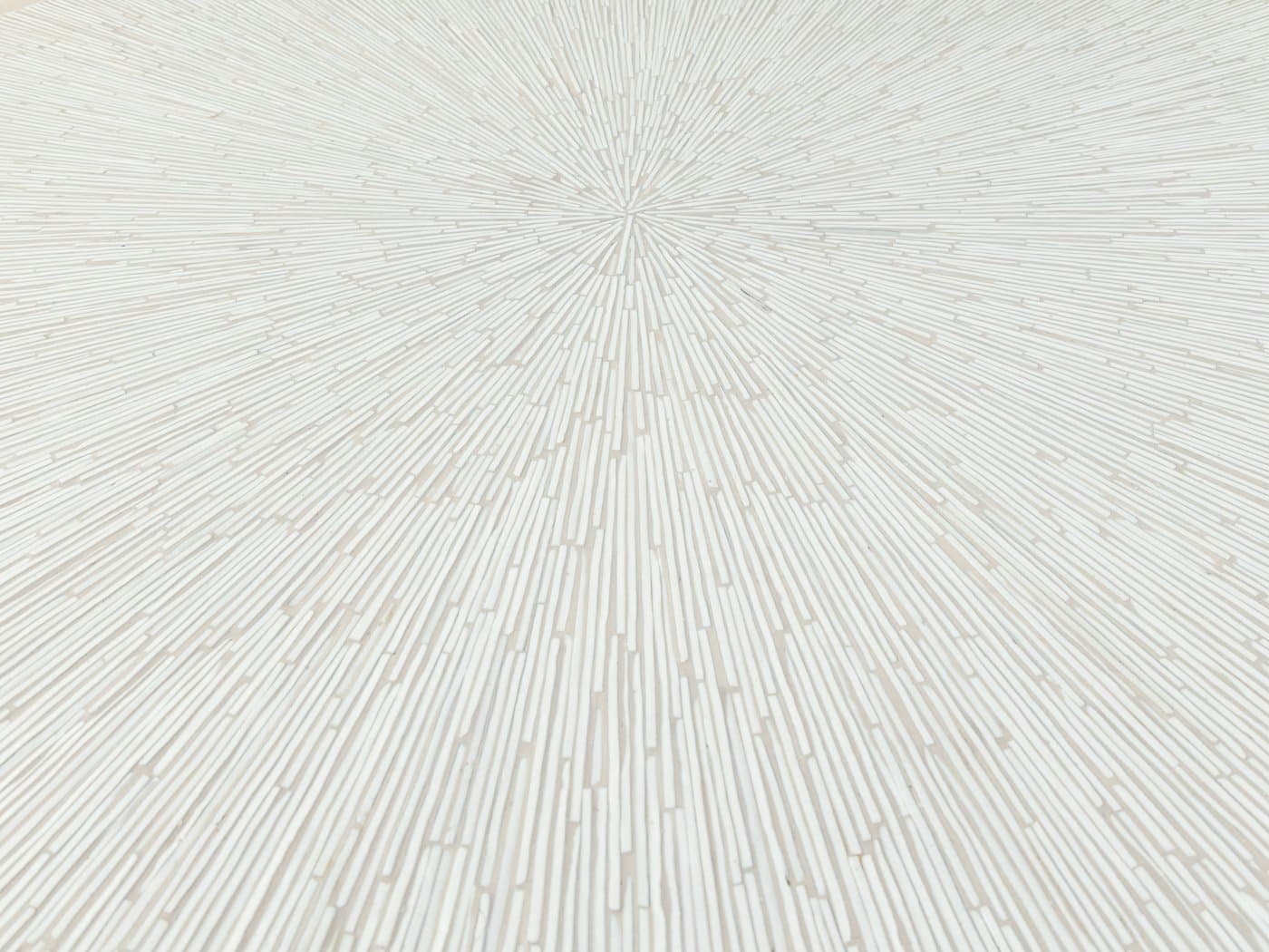 Stół mozaikowy, biały, ceramika, stal nierdzewna srebrna, Niemcy, lata 70. - 283752