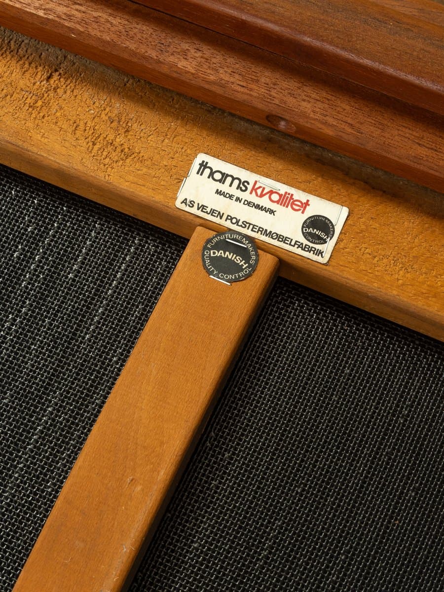 Sofa dwuosobowa, brązowa, skóra, teak, Dania, lata 60. - 283744