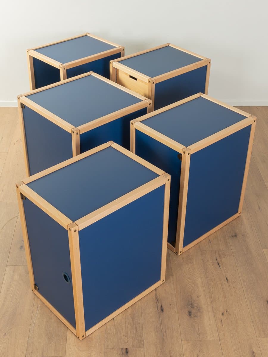 Zestaw czterech modułów Flötotto, niebieski, buk, Niemcy, lata 70. - 283681