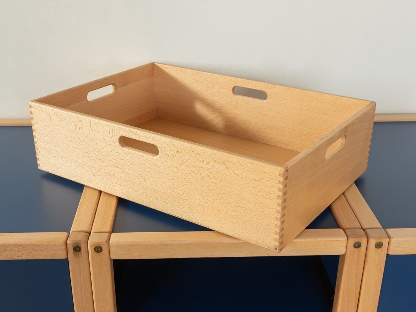 Zestaw czterech modułów Flötotto, niebieski, buk, Niemcy, lata 70. - 283683