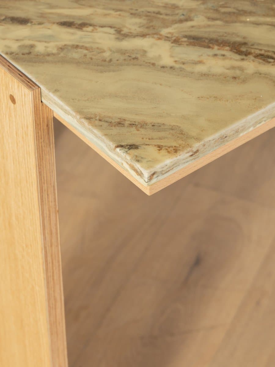 Desk, beige marble, oak, Germany, 1960s. - 283672