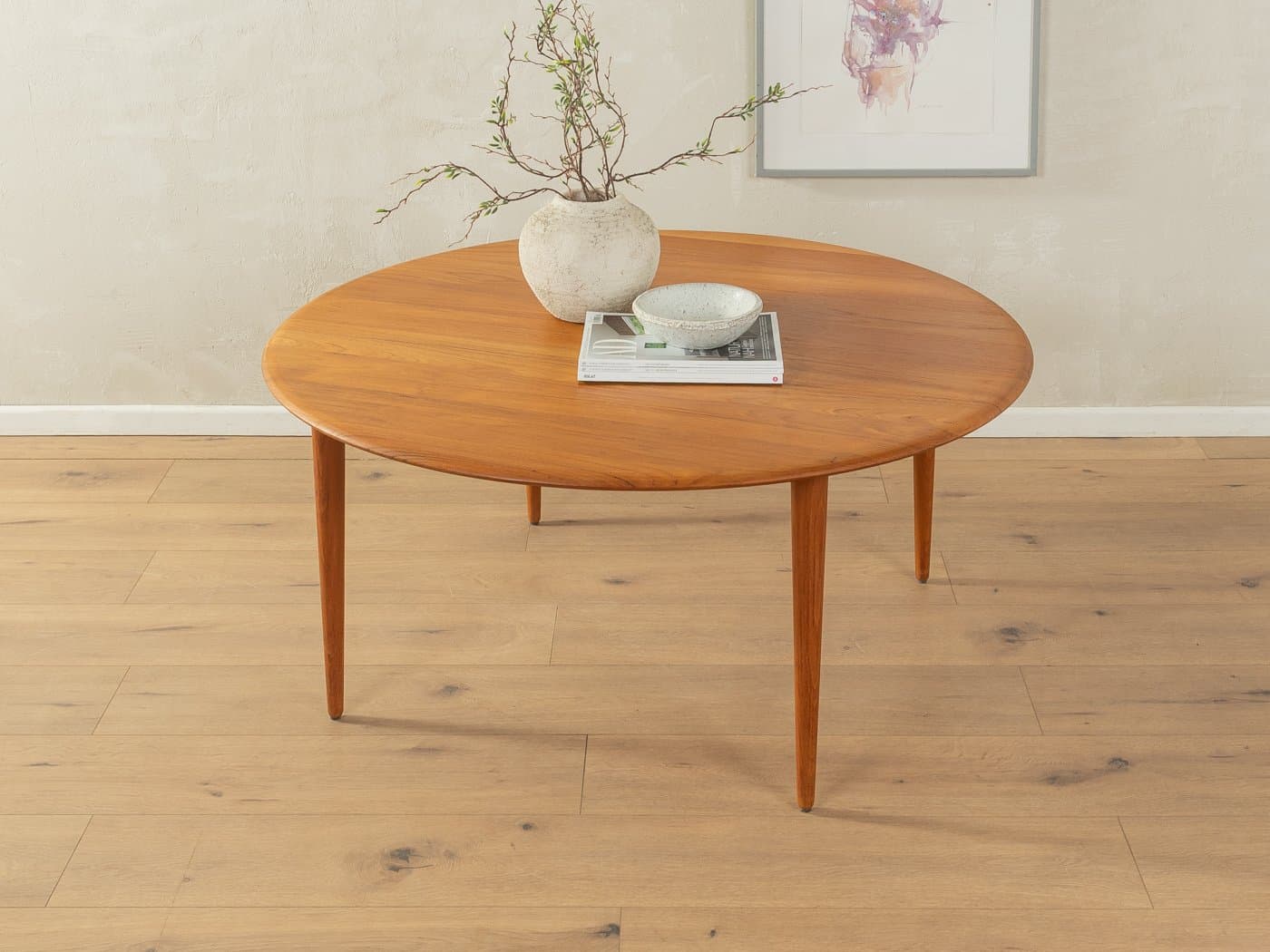 Round coffee table, brown teak, by P. Hvidt & O. Mølgaard-Nielsen, France & Søn, Denmark, 1960s. - 283647