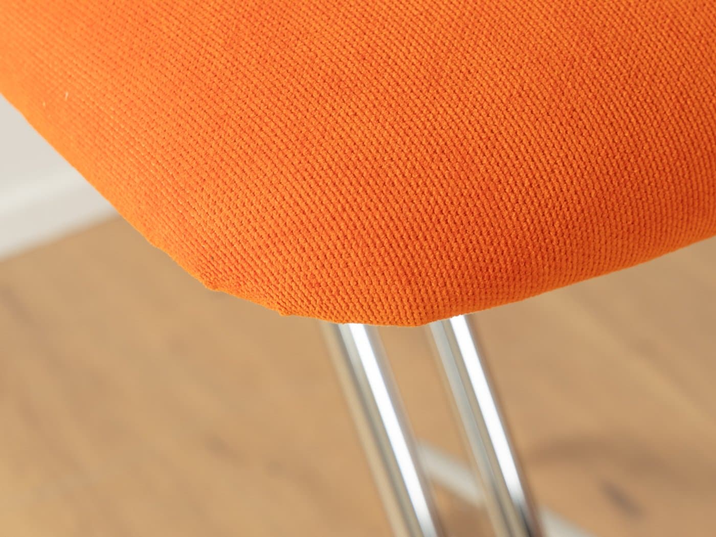 Zestaw trzech hokerów barowych Space Age, velvet pomarańczowy, stal nierdzewna chromowana, Niemcy, lata 70. - 283643