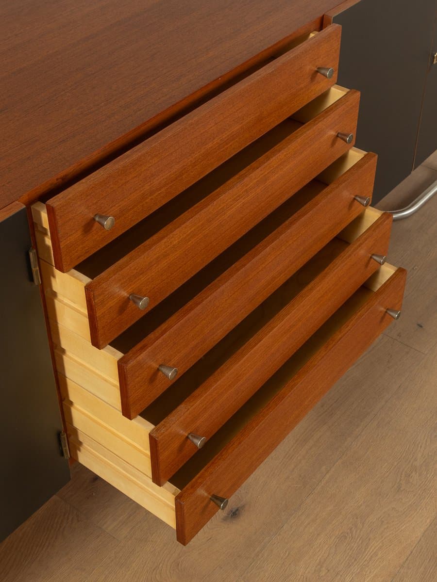 Kredens, teak brązowy, Formica czarna, Niemcy, lata 60. - 283631