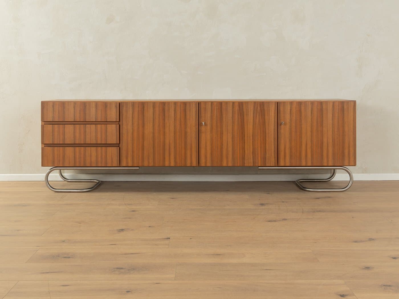 Sideboard Bauhaus, orzech brązowy, stal nierdzewna, Niemcy, lata 60. - 283626