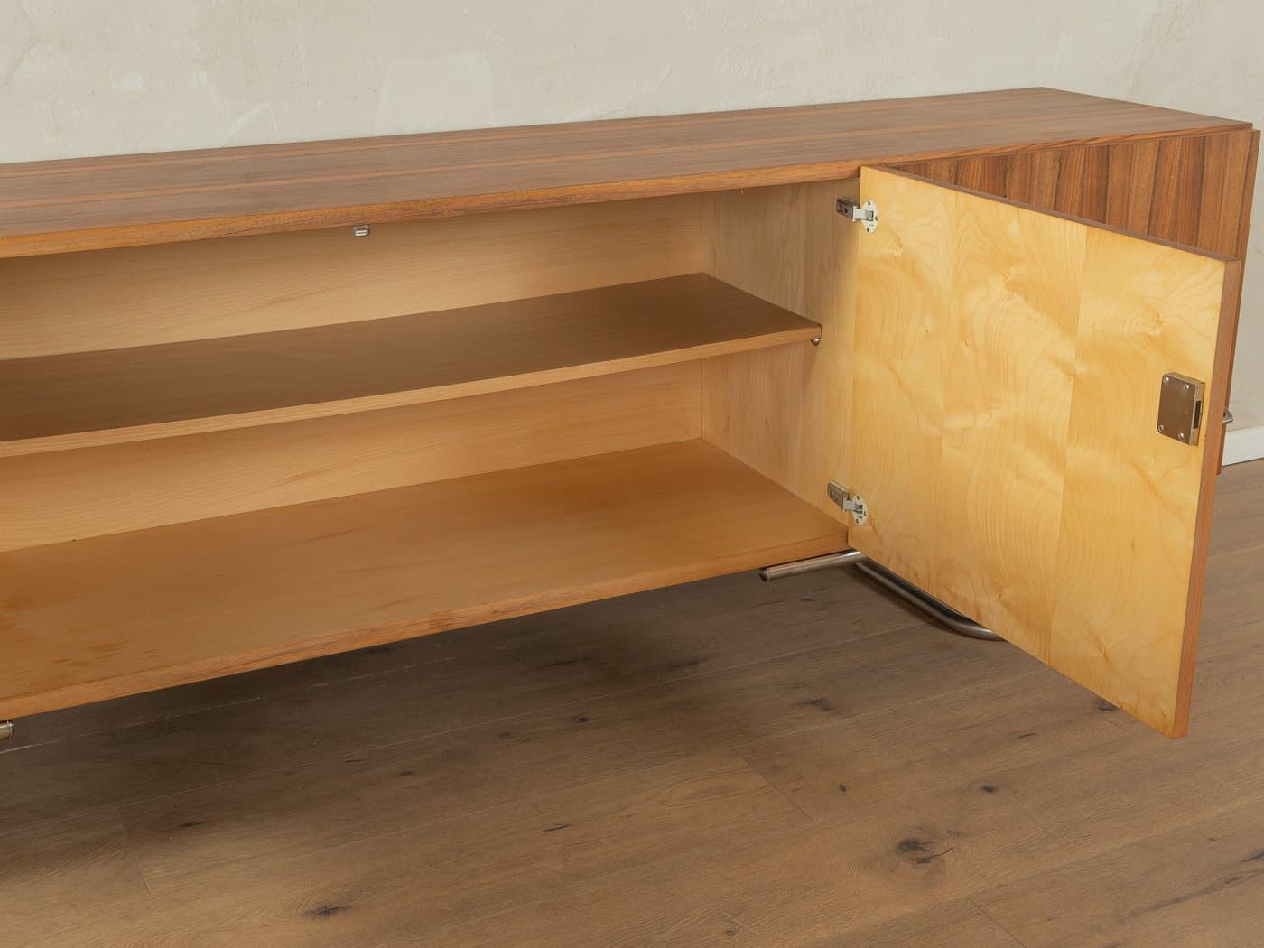 Sideboard Bauhaus, orzech brązowy, stal nierdzewna, Niemcy, lata 60. - 283624