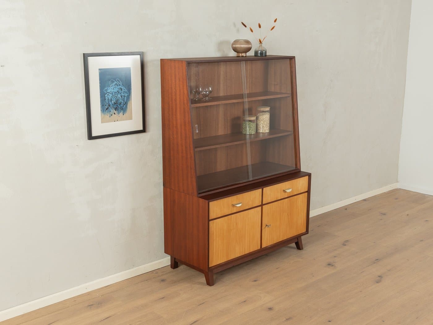 Witryna, czereśnia brązowa, szkło, Niemcy, lata 50. - 283595