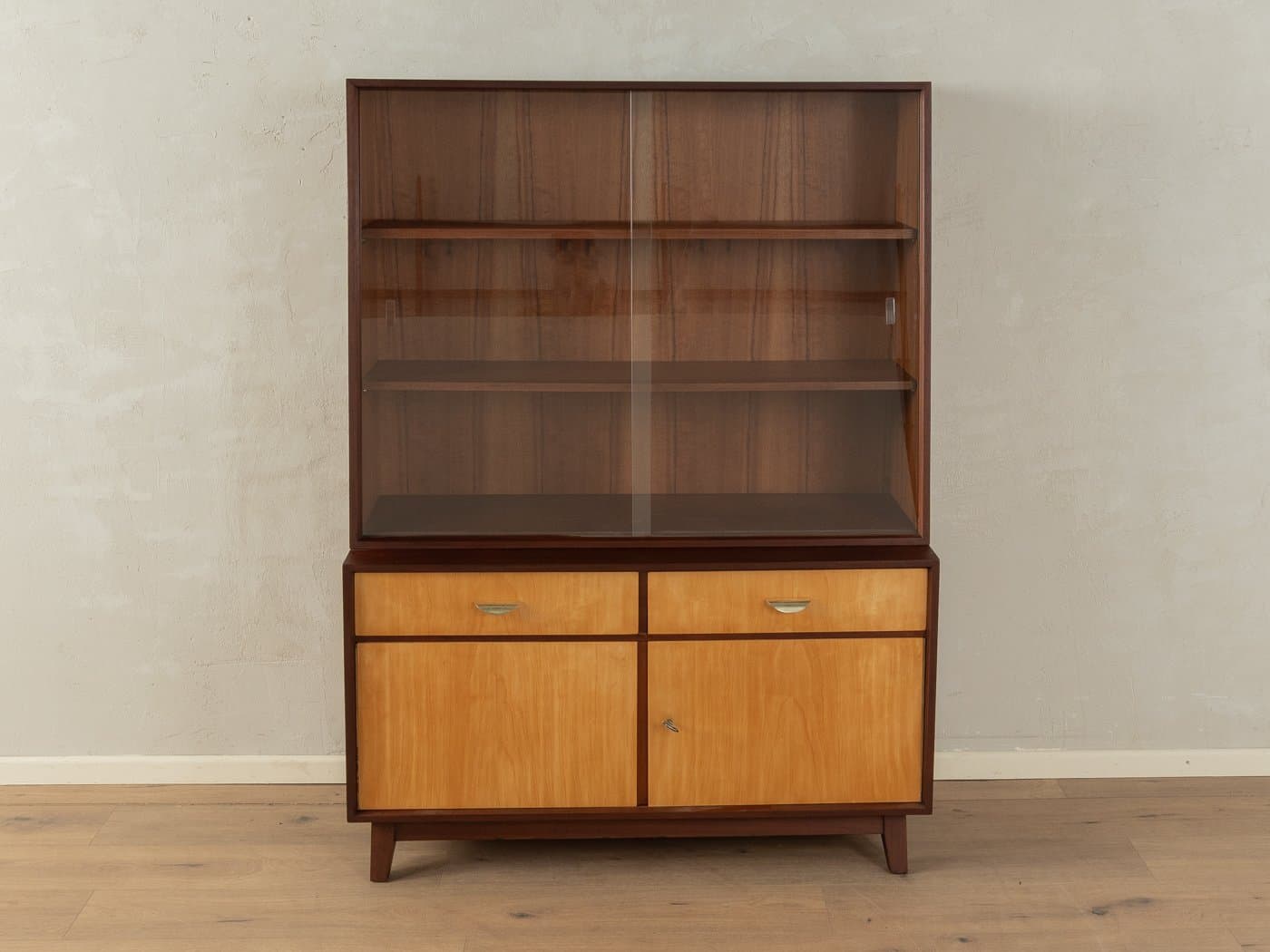 Witryna, czereśnia brązowa, szkło, Niemcy, lata 50. - 283601