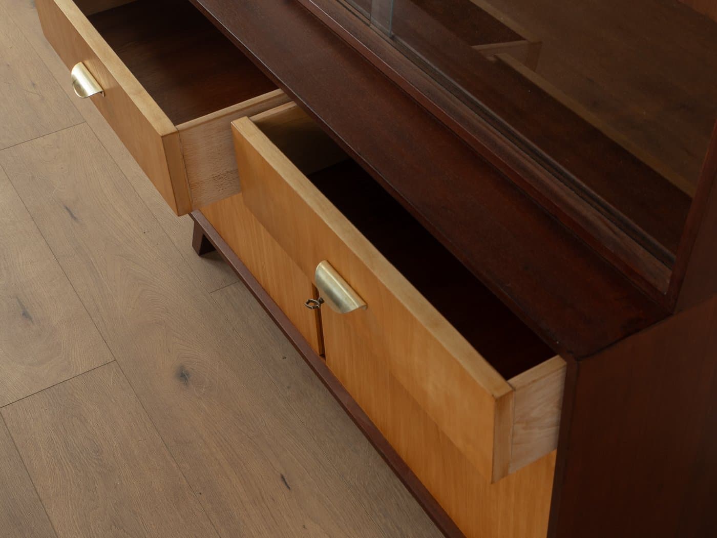 Witryna, czereśnia brązowa, szkło, Niemcy, lata 50. - 283599