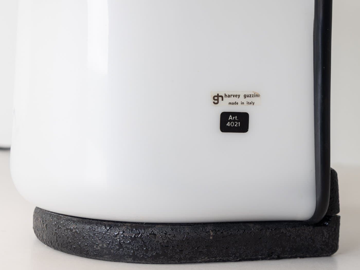 Table Lamp Albanella, white acrylic, black acrylic, Guzzini, Italy, 1970s. - 283565