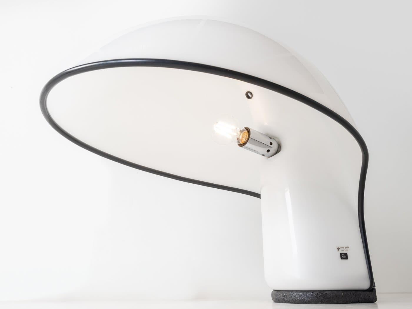 Table Lamp Albanella, white acrylic, black acrylic, Guzzini, Italy, 1970s. - 283559