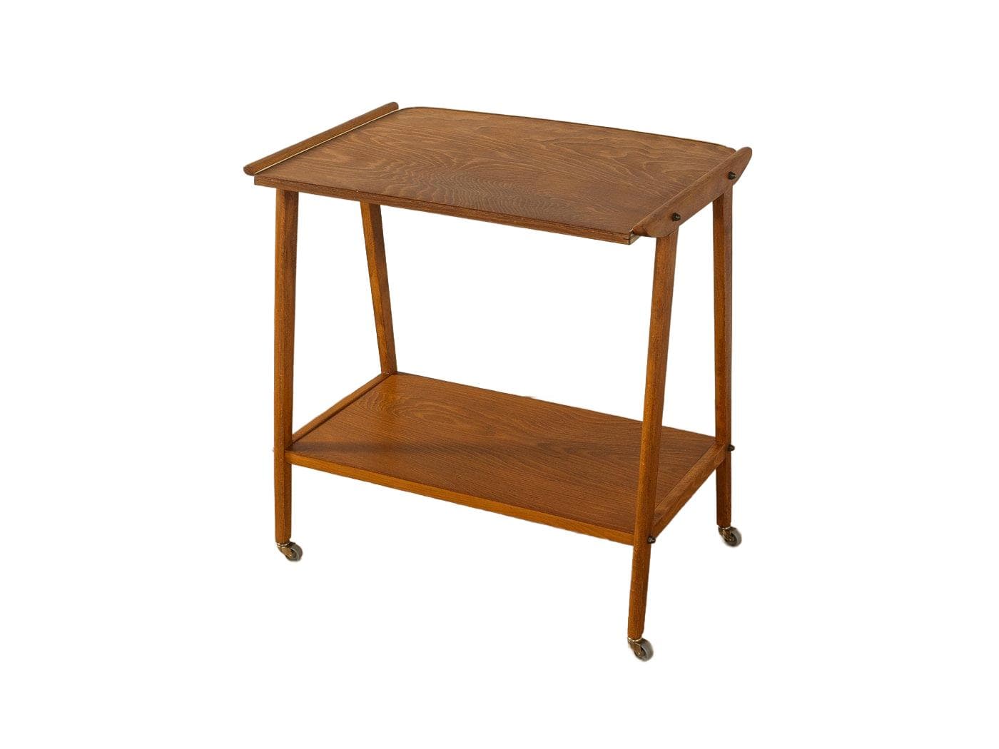 Barek na kółkach, brązowy, jesion teak, mosiądz, Niemcy, lata 50.