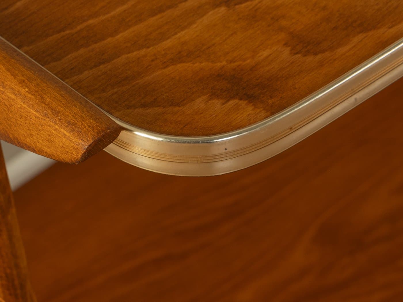 Barek na kółkach, brązowy, jesion teak, mosiądz, Niemcy, lata 50. - 283501