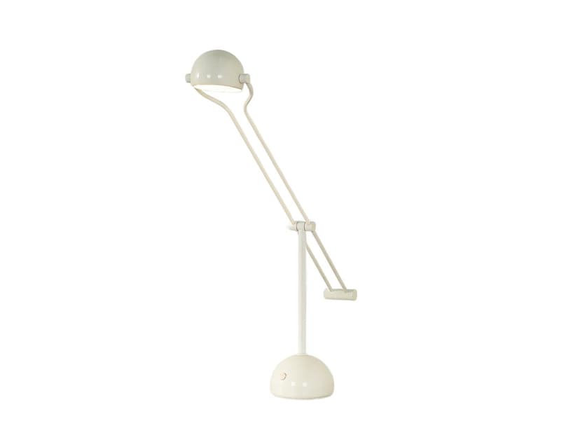 Lampa biurkowa, biała, metal, Hustadt Leuchten, Niemcy, lata 70.