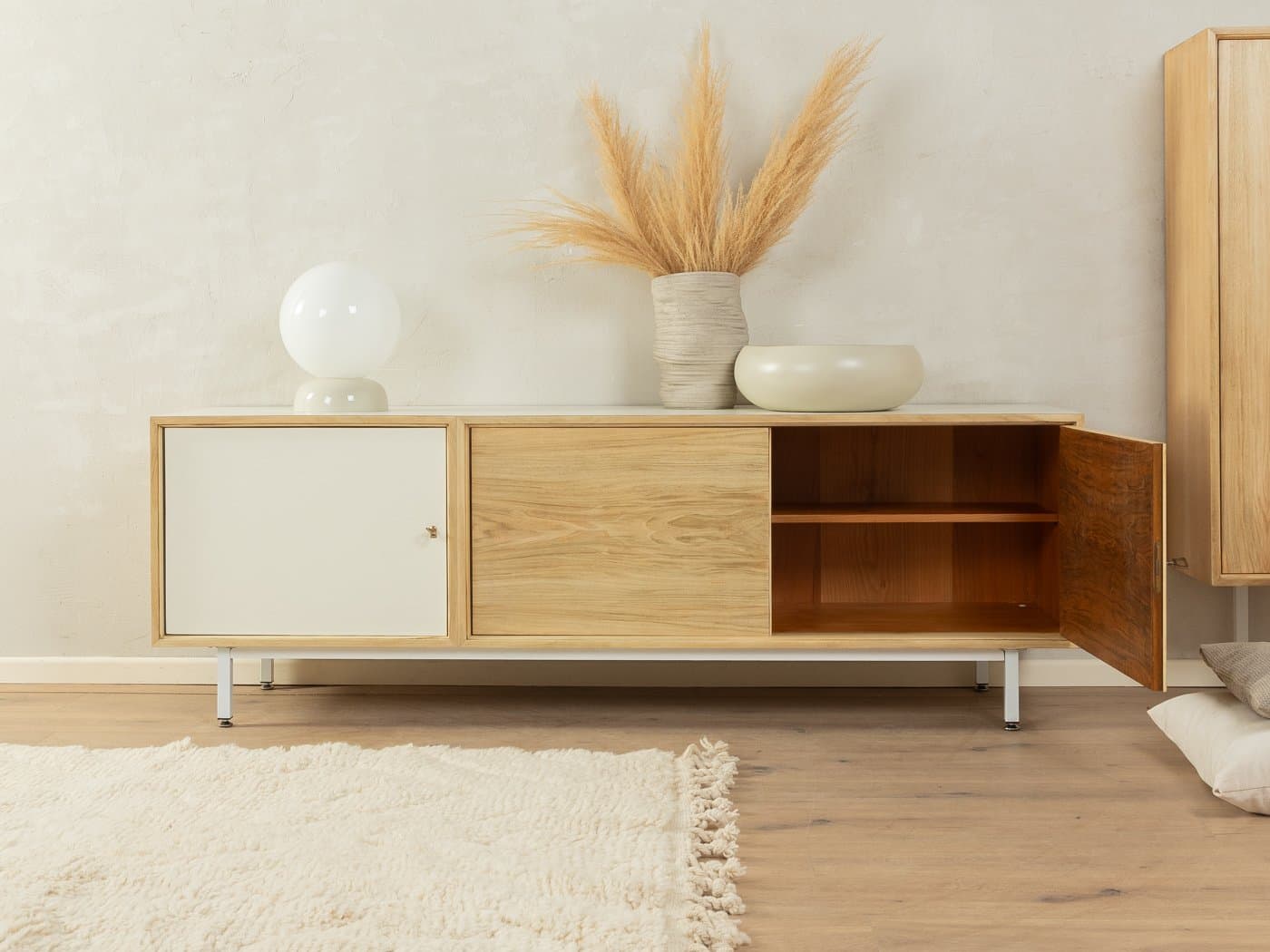 Sideboard, beżowy, orzech, Niemcy, lata 60. - 283470
