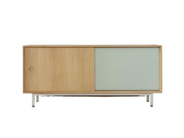 Sideboard, kremowobiały, orzech, proj. L. Wegner, Niemcy, lata 60. - WYMIARY