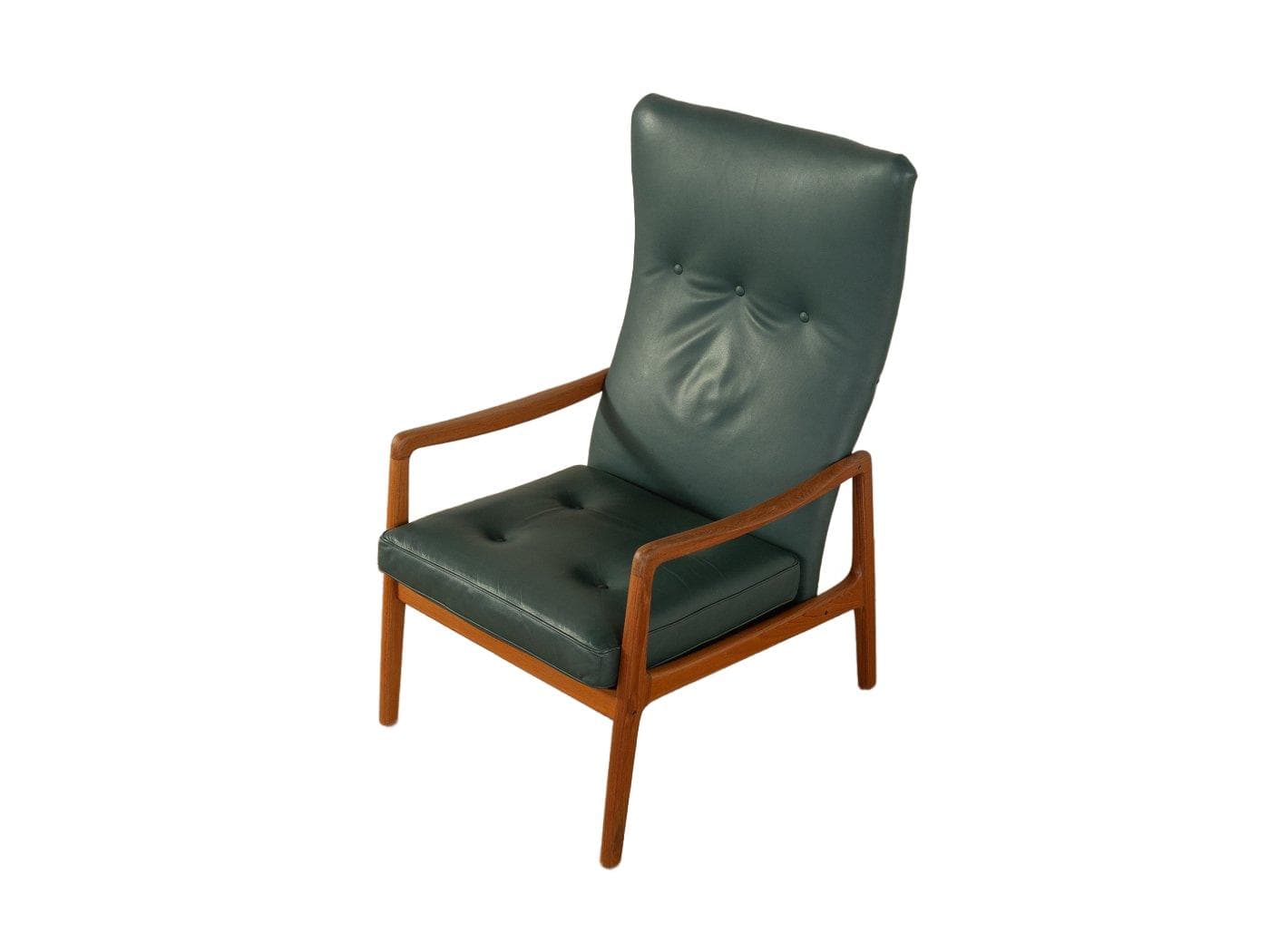 Fotel FD-159, skóra zielona, teak, proj. O. Wanscher, France & Son, Dania, lata 50.