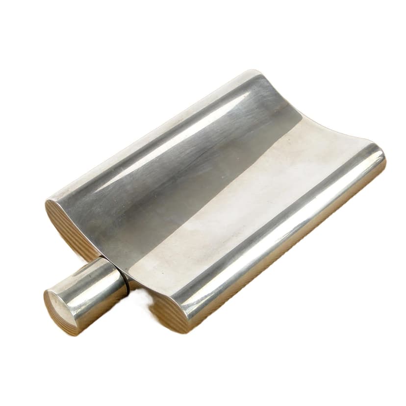Hip flask, silver, by T. R. Stajszczak, Poland, 1980s.