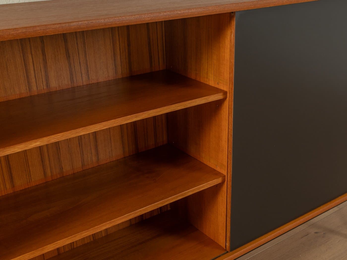 Sideboard, brąz teak, stal czarna, WK Möbel, Niemcy, lata 60. - 283942